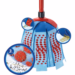 Vileda Supermocio XL Action Mop and Bucket Set, Red/Grey/Blue, 6 x 15 x 117 cm