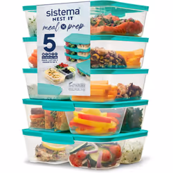 Sistema NEST IT Meal Prep Containers | 1.9 L | Airtight Food Storage Containers with Compartments & Lids 5 Count