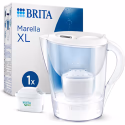 BRITA Marella XL Water Filter Jug White (3.5L) incl. 1x MAXTRA PRO All-in-1 cartridge - large-volume jug with digital LTI and ...