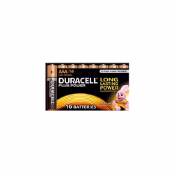 Duracell MN2400 Plus Power Alkaline AAA Size Batteries, 16 Batteries, black