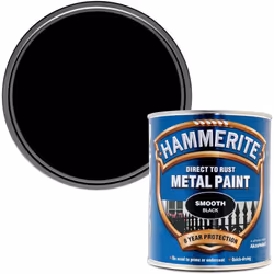 Hammerite Direct to Rust Metal Paint - Smooth Black Finish 750ML