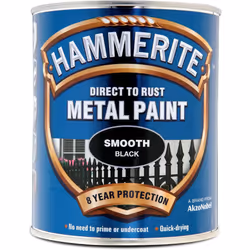 Hammerite Direct to Rust Metal Paint - Smooth Black Finish 750ML