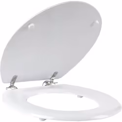 Beldray LA033758 White 18 Inch Tongue & Groove Wooden Toilet Seat, Stainless Steel Hinge, 36 x 42.8 cm, Wood Bathroom Toilet  ...