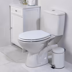 Beldray LA033758 White 18 Inch Tongue & Groove Wooden Toilet Seat, Stainless Steel Hinge, 36 x 42.8 cm, Wood Bathroom Toilet Lid Cover