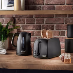 Russell Hobbs Textures 2 Slice Toaster (Extra Wide Slots, 6 Browning levels, Frozen, cancel & reheat function with indicator lights