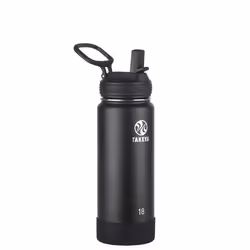 Takeya Actives Insulated Stainless Steel Water Bottle with Straw Lid 18 Ounce Onyx