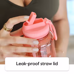 Takeya 32 oz Motivational Water Bottle with Straw Lid with Time Marker  Premium Quality BPA Free Tritan Plastic  Flutter Pink