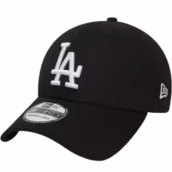New Era LA Dodgers Essentials 39THIRTY Stretch Fit Baseball Cap Hat - Black - M/L, Black