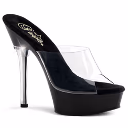 Pleaser Shoes Allure-601, Sandals, Female, Adult, Black, Transparent, 14 cm, Fashion