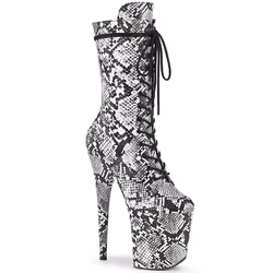 Pleaser Shoes Flamingo-1050SP, Boots, Female, Adult, Black, White, Lace-up closure, 20 cm