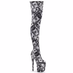 Pleaser Shoes Flamingo-3000DP, Boots, Female, Adult, Black, White, 20 cm, 10 cm