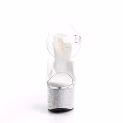 Pleaser Shoes Esteem-708DM Sandals Female Silver, Transparent