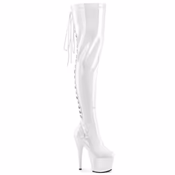 Pleaser Shoes Adore-3063, Boots, Female, Adult, White, Stilettos, Lace-up closure
