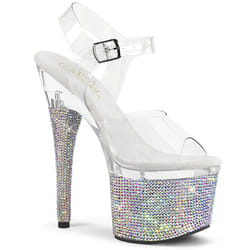 Pleaser Shoes Esteem-708DM Sandals Female Silver, Chrome, Transparent