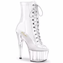 Pleaser Shoes Adore-1021C, Boots, Female, Adult, Transparent, Lace-up closure, 17.8 cm