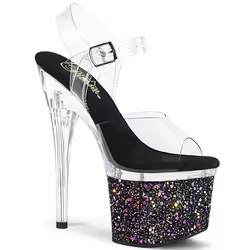 Pleaser Shoes Esteem-708LG, Sandals, Female, Adult, Gold, Transparent, 17.8 cm, Fashion