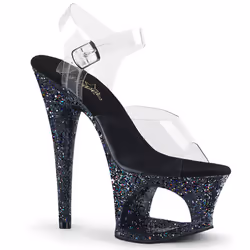 Pleaser Shoes Moon-708LG, Sandals, Female, Adult, Silver, Transparent, 17.8 cm, Fashion