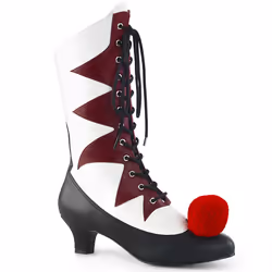 Pleaser Shoes It-120, Boots, Female, Adult, White, Burgundy, Kitten heel, Lace-up closure