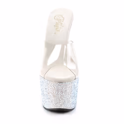 Pleaser Shoes Bejeweled-701DM Female Silver, Transparent
