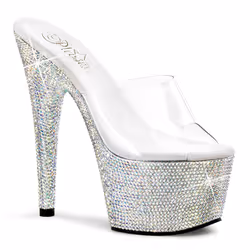 Pleaser Shoes Bejeweled-701DM, Female, Adult, Silver, Transparent, 17.8 cm, Fashion