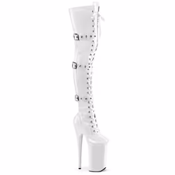 Pleaser Shoes Beyond-3028, Boots, Female, Adult, White, High heel, Lace-up closure