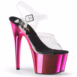 Pleaser Shoes Adore-708, Sandals, Female, Adult, Black, Transparent, Stilettos, 17.8 cm
