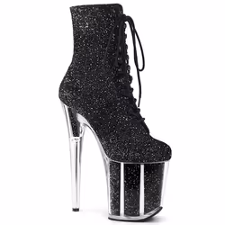 Pleaser Shoes Flamingo-1020G, Boots, Female, Adult, Silver, Lace-up closure, 20 cm