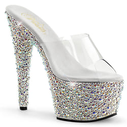 Pleaser Shoes Bejeweled-701MS Female Silver, Transparent
