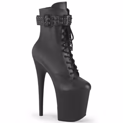 Pleaser Shoes Flamingo-1020STR, Boots, Female, Adult, Black, Lace-up closure, 20 cm