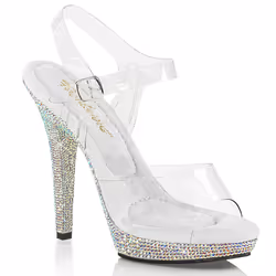 Pleaser Shoes Lip-108DM, Sandals, Female, Adult, Silver, Transparent, 12.7 cm, Fashion