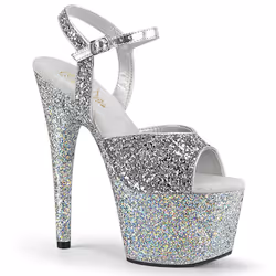 Pleaser Shoes Adore-710LGRT, Sandals, Female, Adult, Silver, Stilettos, 17.8 cm