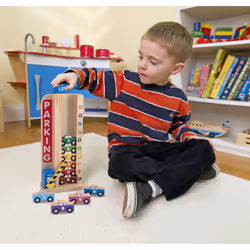 Melissa & Doug Stack & Count Wooden Parking Garage With 10 Cars