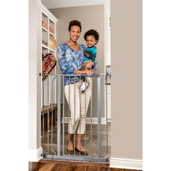 Easy Step Extra Tall Walk Thru Baby Gate, Bonus Kit, Includes 4-Inch Extension Kit, Pressure Mount Kit and Wall Cups and Mounting Kit, Platinum