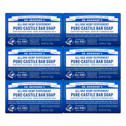 Dr. Bronner 's - Pure-Castile Bar Soap (Peppermint  5 ounce  6-Pack) - Made with Organic Oils  For Face  Body & Hair  Gentle  ...