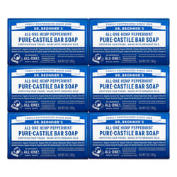 Dr. Bronner 's - Pure-Castile Bar Soap (Peppermint  5 ounce  6-Pack) - Made with Organic Oils  For Face  Body & Hair  Gentle & Moisturizing  Biodegrad