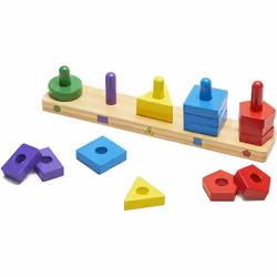 Melissa & Doug Stack and Sort Board - Wooden Educational Toy With 15 Solid Wood Pieces
