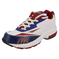 ) Boys Reebok Sporty Trainers Winning Stride II - UK 4.5 Child, White/Blue/Red (White