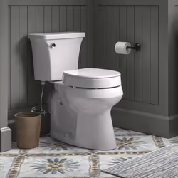 KOHLER 25876-0 Hyten Elevated Quiet-Close Round Toilet Seat  Contoured Seat with Grip-Tight Bumpers  Quick-Attach Hardware  White