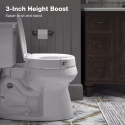 KOHLER 25876-0 Hyten Elevated Quiet-Close Round Toilet Seat  Contoured Seat with Grip-Tight Bumpers  Quick-Attach Hardware  White