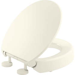 KOHLER 25876-96 Hyten Elevated Quiet-Close Round Toilet Seat  Contoured Seat with Grip-Tight Bumpers  Quick-Attach Hardware  Biscuit