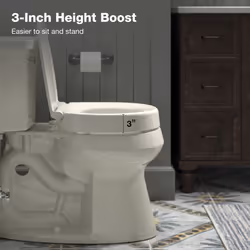 KOHLER 25876-96 Hyten Elevated Quiet-Close Round Toilet Seat  Contoured Seat with Grip-Tight Bumpers  Quick-Attach Hardware  Biscuit