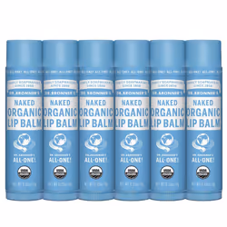 Dr. Bronner's - Organic Lip Balm Naked .15 ounce 6-Pack - Unscented Made with Organic Beeswax & Avocado Oil For Dry Lips ...