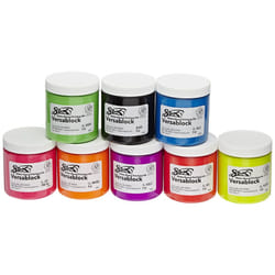 Sax 457451 Versablock Water-Based Fluorescent Block Printing Ink  8 Ounces  Assorted colors  Set of 8