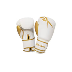 Reebok Boxing Gloves Sparring Bag Punch MMA Training - White & Gold, 16oz