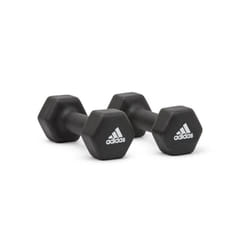 Adidas Hex Dumbbells Neoprene Coated Cast Iron Hand Weights Gym 1-5kg Pairs - 2 x 3kg
