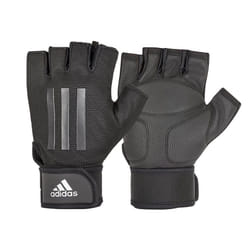 Adidas Weight Lifting Gloves Padded Gym Workout Fitness Exercise Wrist Strap - Grey, L