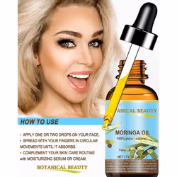 Botanical Beauty Moringa Oil for Face  Body  Hair  0.5 fl. oz.