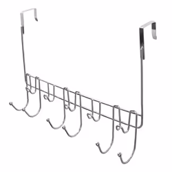 11 Hook Over The Door Organiser Rack Hanging Coats Bath Towels Hat Purses Chrome