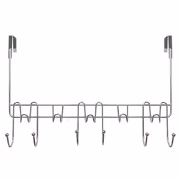 11 Hook Over The Door Organiser Rack Hanging Coats Bath Towels Hat Purses Chrome