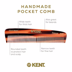 Kent Handmade Pocket Comb Set for Men's Beard  Mustache  and Grooming - Travel and Home Care Kit